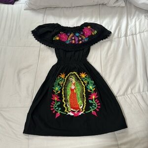 NWOT Artesanal girls dress whit Virjen de Guadalupe.